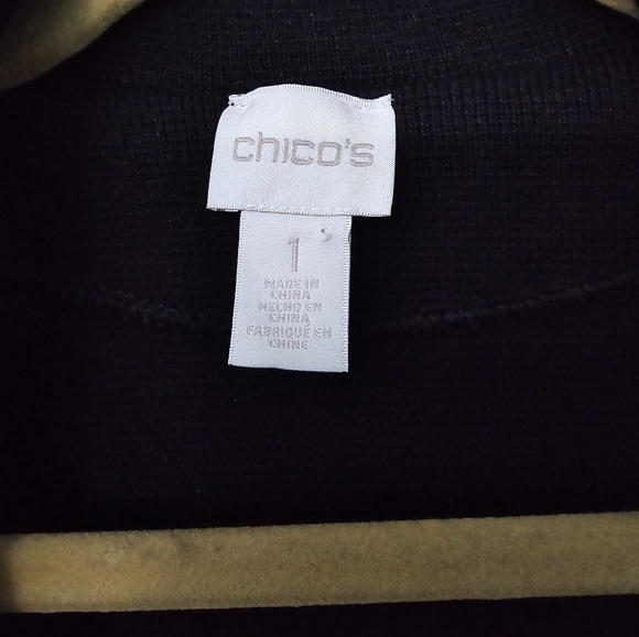 Chicos Jacket Black Half Zip Up Size Med Collared Thick Threading Cotton Knit - Picture 2 of 12